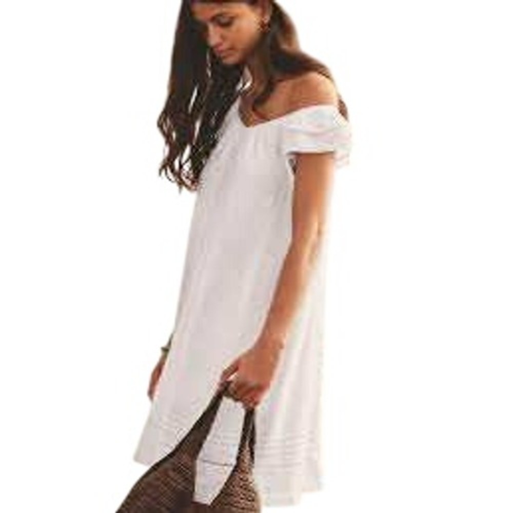 a.n.a A New Approach White Cold Shoulder Eyelet Lace Mini Dress‎ L Large